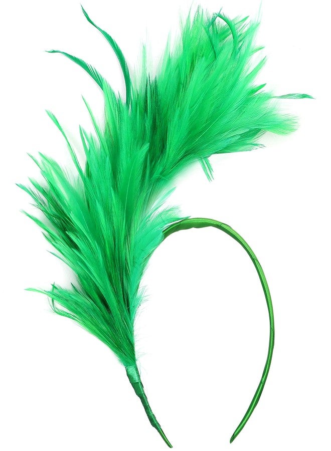 Ankelesz Feather Fascinator Headbands 1920's Women's 20s 50s Hat Tea Mardi Gras Party Cocktail Wedding Headpiece for Women (Green, One size) - Image 1